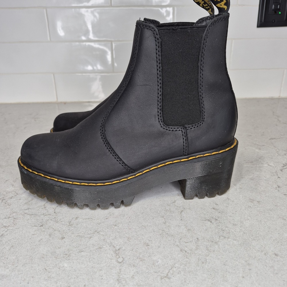 Dr Martens Rometty Women's Sz 6 Black Leather Platform‎ Chelsea Boot Pull On - Picture 4 of 10